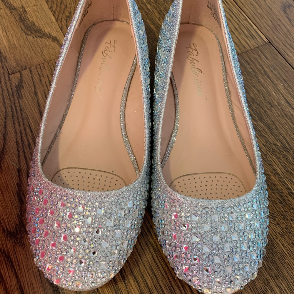 Sequin silver flats size 5